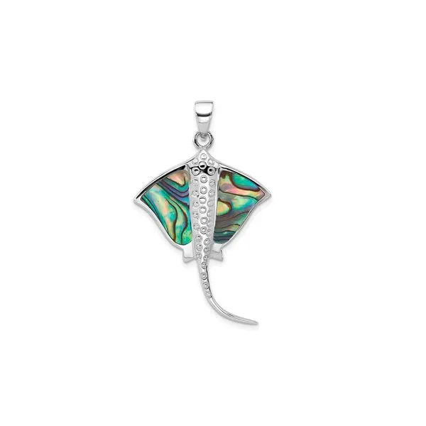 Sterling Silver Rhodium-plated Polished Abalone Stingray Pendant Raleigh Diamond Fine Jewelry Raleigh, NC