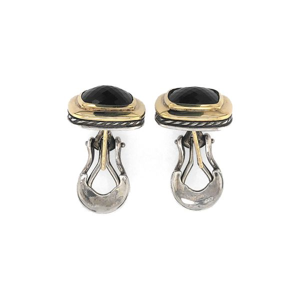 Estate David Yurman 14K Yellow Gold & Sterling Silver Square Albion Earrings with Black Onyx Image 4 Raleigh Diamond Fine Jewelry Raleigh, NC