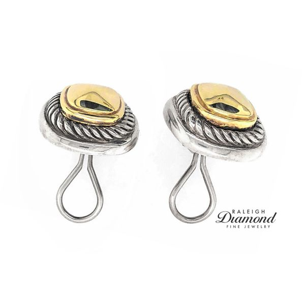Estate David Yurman Sterling Silver and 14k Yellow Gold Clip on Earrings Image 3 Raleigh Diamond Fine Jewelry Raleigh, NC
