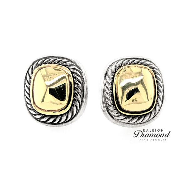 Estate David Yurman Sterling Silver and 14k Yellow Gold Clip on Earrings Raleigh Diamond Fine Jewelry Raleigh, NC
