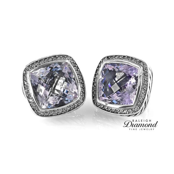 Estate David Yurman Amethyst & Diamond Silver Earrings Image 2 Raleigh Diamond Fine Jewelry Raleigh, NC