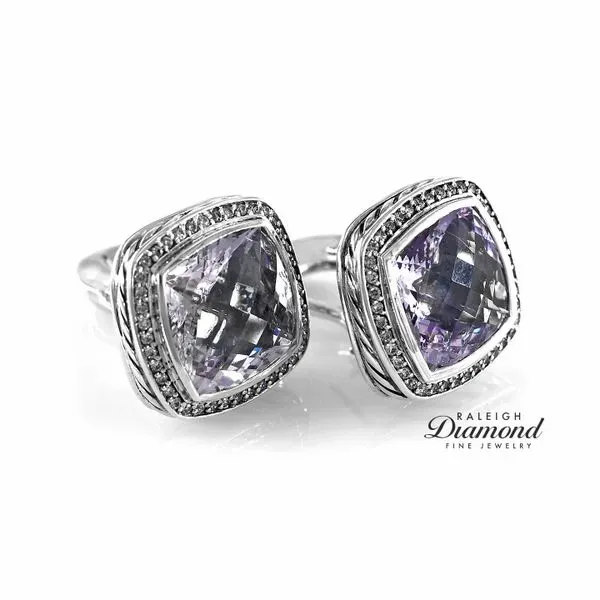 Estate David Yurman Amethyst & Diamond Silver Earrings Image 3 Raleigh Diamond Fine Jewelry Raleigh, NC