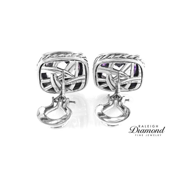 Estate David Yurman Amethyst & Diamond Silver Earrings Image 4 Raleigh Diamond Fine Jewelry Raleigh, NC