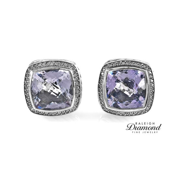 Estate David Yurman Amethyst & Diamond Silver Earrings Raleigh Diamond Fine Jewelry Raleigh, NC