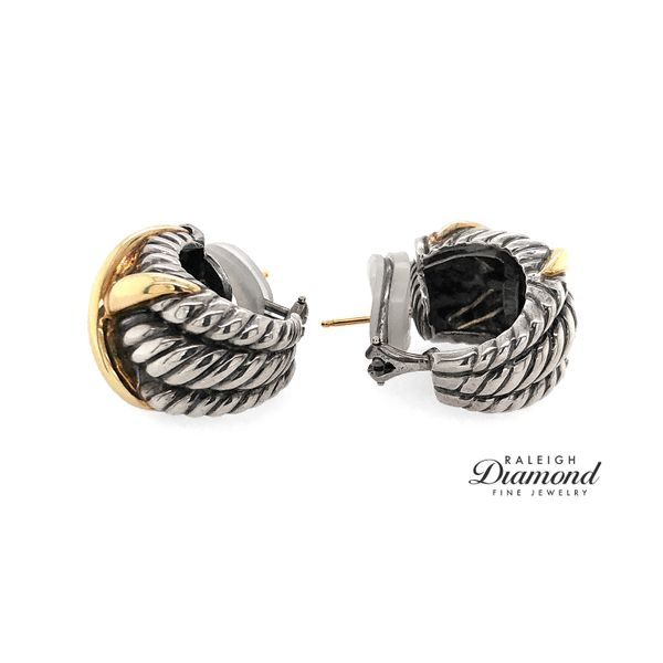 Estate David Yurman Triple Row Twisted Cable and X earrings in Sterling Silver and 14k Yellow Gold Image 3 Raleigh Diamond Fine Jewelry Raleigh, NC