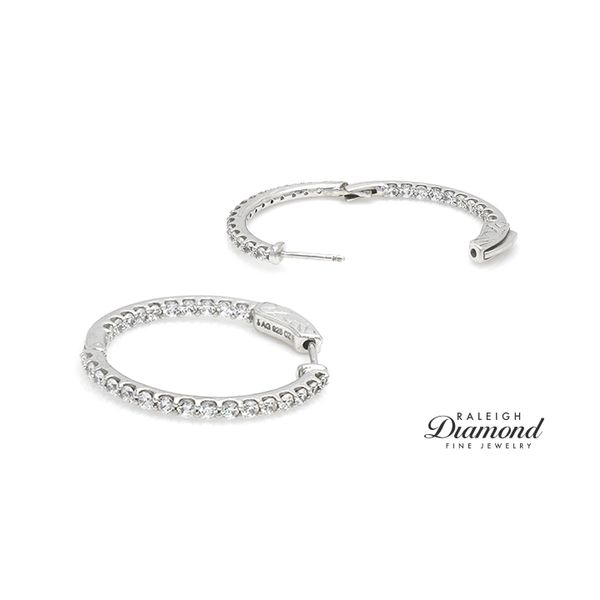 Sterling Silver 2.00ctw Cubic Zirconia Inside Outside Hoops Earrings Image 2 Raleigh Diamond Fine Jewelry Raleigh, NC