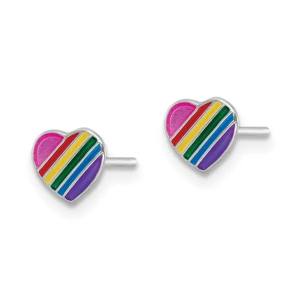 Sterling Silver Enamel Rainbow Heart Stud Earrings Raleigh Diamond Fine Jewelry Raleigh, NC