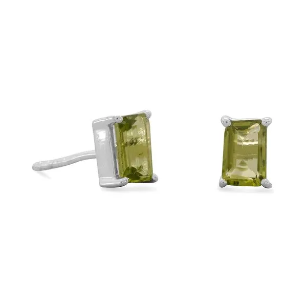 Sterling Silver 6x3mm Peridot Emerald Cut Stud Earrings Raleigh Diamond Fine Jewelry Raleigh, NC