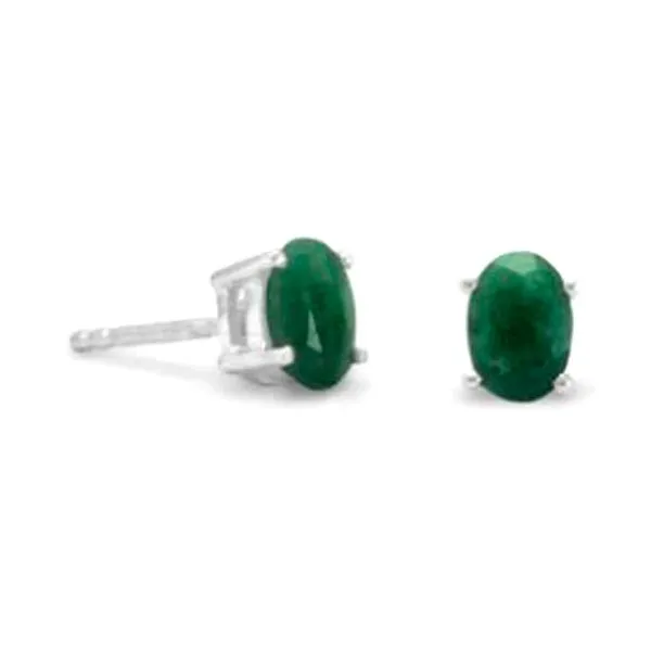 Sterling Silver 4x6mm Faceted Oval Dyed Beryl Stud Earrings Raleigh Diamond Fine Jewelry Raleigh, NC