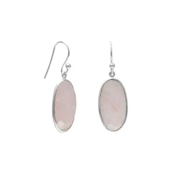 Sterling Silver Rose Quartz 20x10mm French Wire Earrings Raleigh Diamond Fine Jewelry Raleigh, NC