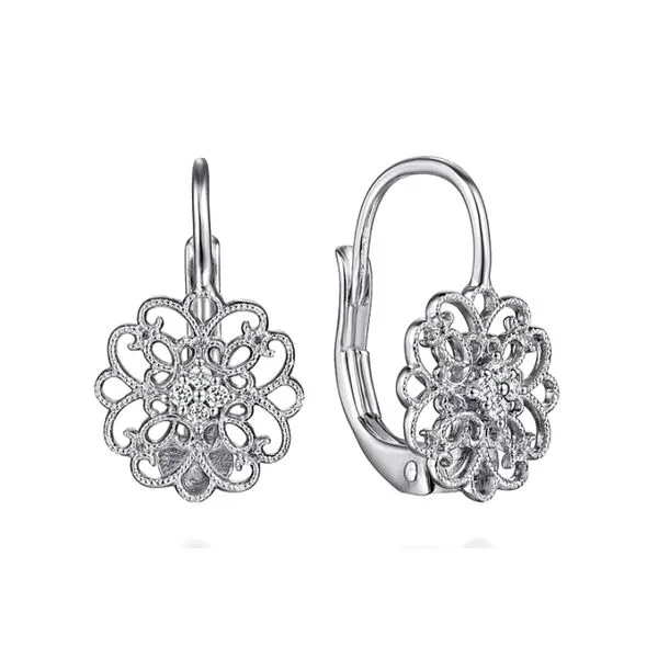 925 Sterling Silver 0.06ctwWhite Sapphire Vintage Drop Earrings Raleigh Diamond Fine Jewelry Raleigh, NC