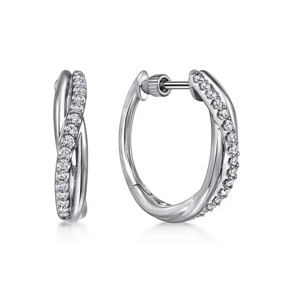 925 Sterling Silver Twisted 15mm 0.40ctw White Sapphire Huggies Earrings Raleigh Diamond Fine Jewelry Raleigh, NC