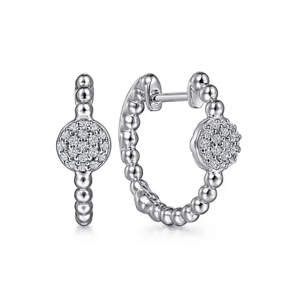 925 Sterling Silver 0.20ctw White Sapphire Pave Huggies Earrings Raleigh Diamond Fine Jewelry Raleigh, NC