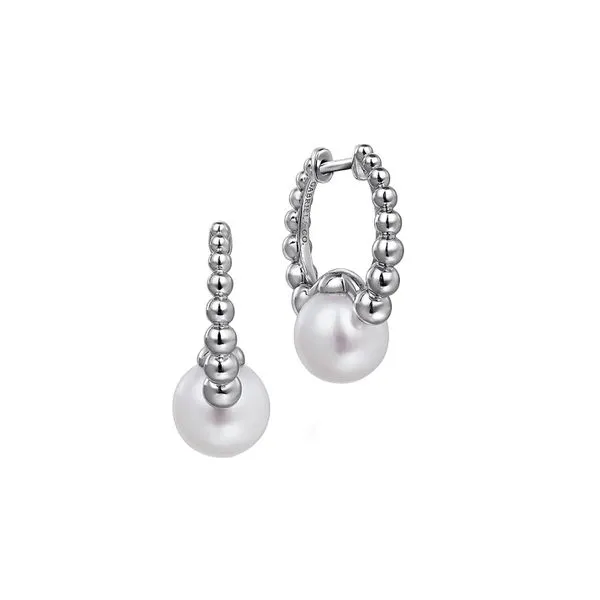 925 Sterling Silver 15mm Pearl Huggies Earrings Raleigh Diamond Fine Jewelry Raleigh, NC