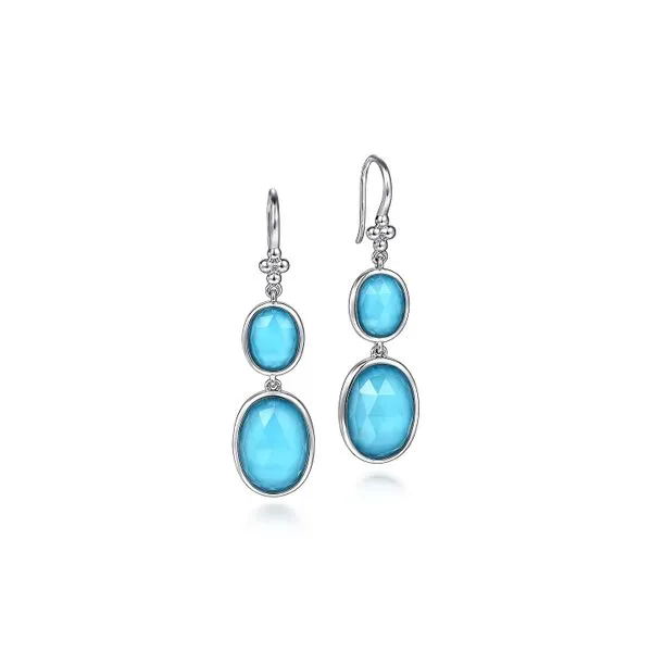 925 Sterling Silver 14.19tw Rock Crystal & Turquoise Fish Wire Drop Dangle Earrings Raleigh Diamond Fine Jewelry Raleigh, NC