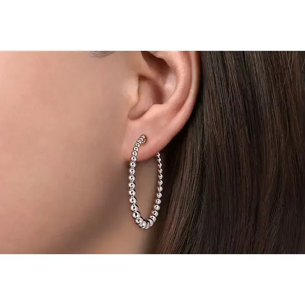 925 Sterling Silver Bujukan Graduated 40mm Classic Hoop Earrings Image 2 Raleigh Diamond Fine Jewelry Raleigh, NC