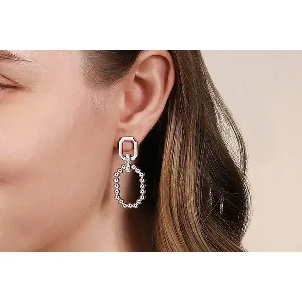 Sterling Silver 0.30ctw White Sapphire Octagon Stud Drop Earrings Image 2 Raleigh Diamond Fine Jewelry Raleigh, NC