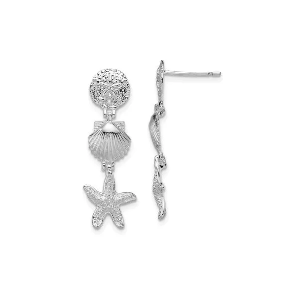 Sterling Silver Rhodium-plated Polished Sea Life Dangle Post Earrings Raleigh Diamond Fine Jewelry Raleigh, NC