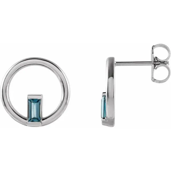 Sterling Silver Natural London Blue Topaz Circle Stud Earrings Raleigh Diamond Fine Jewelry Raleigh, NC