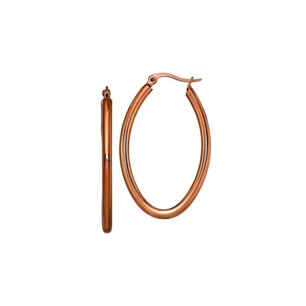 Stainless Steel Polished Brown IP 40mm Diameter Oval Hoop Earrings Raleigh Diamond Fine Jewelry Raleigh, NC
