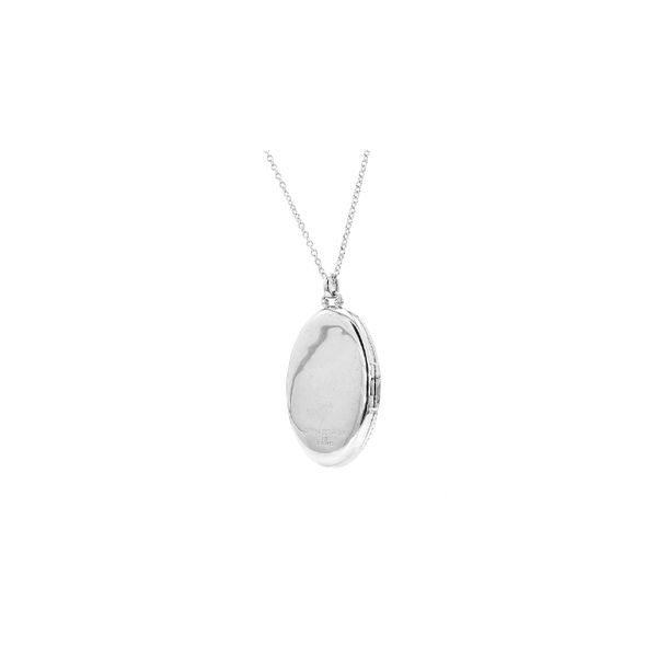 Sterling Silver 0.12ctw White Sapphire Oval Locket Necklace Image 3 Raleigh Diamond Fine Jewelry Raleigh, NC