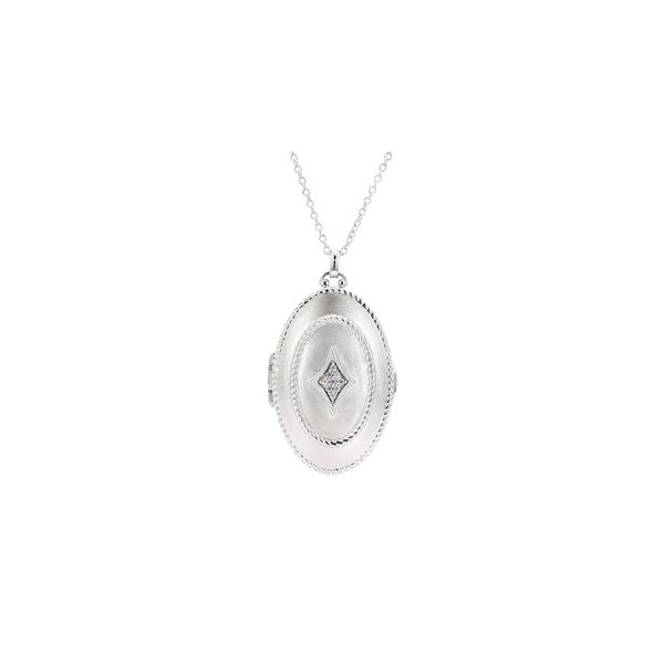 Sterling Silver 0.12ctw White Sapphire Oval Locket Necklace Raleigh Diamond Fine Jewelry Raleigh, NC