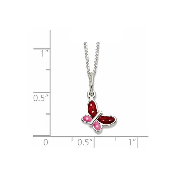 Sterling Silver Enameled Butterfly Children's Necklace Image 2 Raleigh Diamond Fine Jewelry Raleigh, NC
