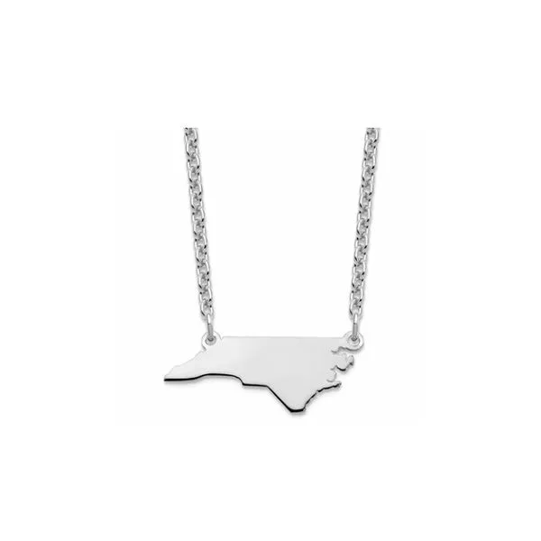 Sterling Silver/Rhodium-plated North Carolina State Necklace - Engravable similar item image