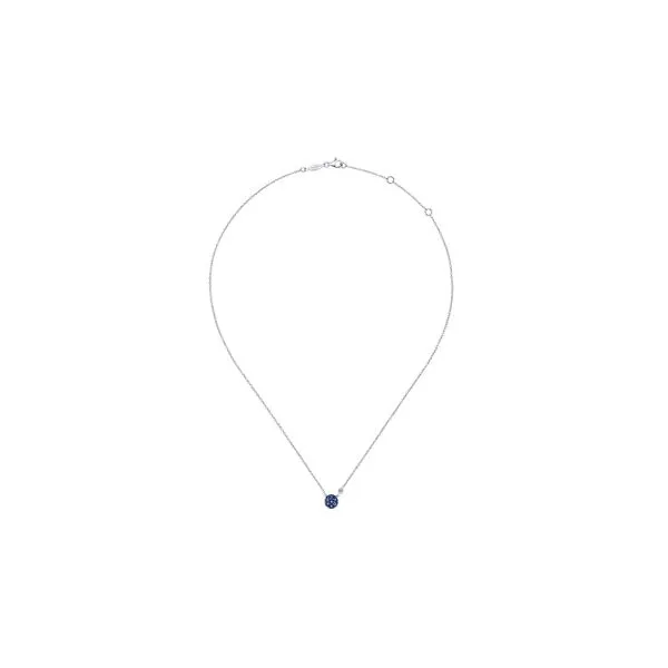 Sterling Silver 925 Blue Sapphire Cluster And Diamond Necklace Image 2 Raleigh Diamond Fine Jewelry Raleigh, NC