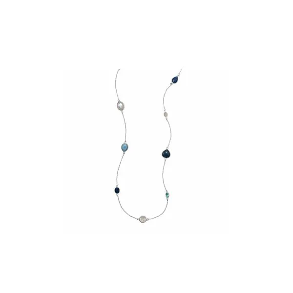 Sterling Silver Blue Multi-Gem Larimar Blue Topaz Dyed Aventurine Moonstone 29