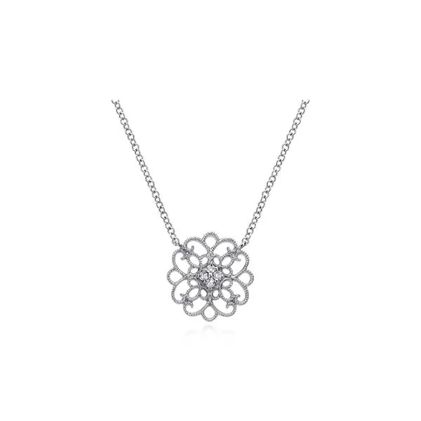 925 Silver Filigree White Sapphire Accent 0.04ctw 18 in Raleigh Diamond Fine Jewelry Raleigh, NC