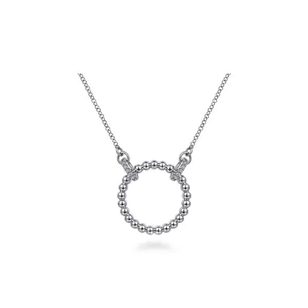 925 Sterling 0.06tw White Sapphire Open Circle Pendant 17.5 in Raleigh Diamond Fine Jewelry Raleigh, NC
