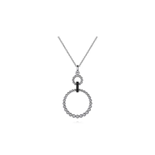 925 Sterling 0.11tw Black Spinel Link Drop Necklace 17.5 in Raleigh Diamond Fine Jewelry Raleigh, NC