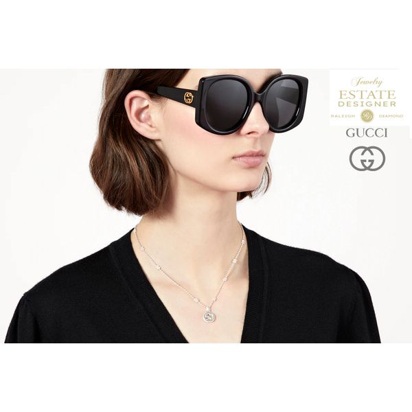 Estate Designer Gucci Interlocking Sterling Silver 15