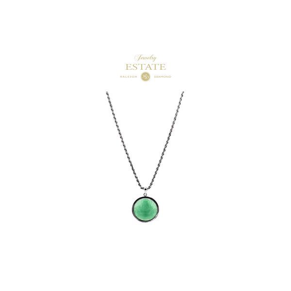 Estate Sterling Silver 925 Happy Budda Green Jade Pendant 26