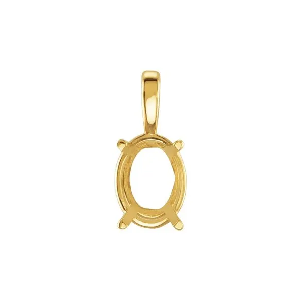 14K Yellow Gold Oval 9X7 4-Prong Pendant Mounting Raleigh Diamond Fine Jewelry Raleigh, NC