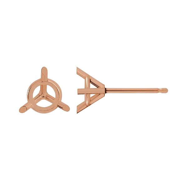 14K Rose Gold 4.5 mm Round 3-Prong Cocktail-Style Earring Mountings (Set of 2) Raleigh Diamond Fine Jewelry Raleigh, NC