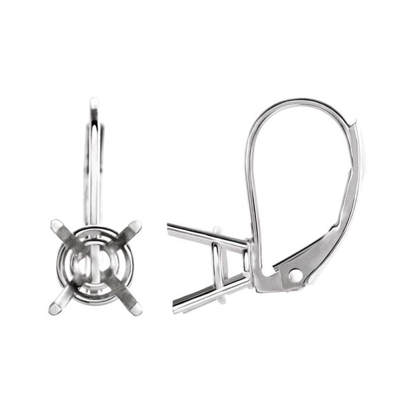 14K White Gold 4.5 mm Round 4-Prong Lever Back Earring Mounting Raleigh Diamond Fine Jewelry Raleigh, NC