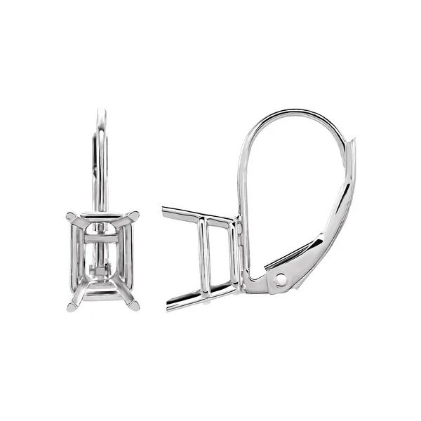 14K White Gold 7x5 mm Emerald 4-Prong Lever Back Earring Mounting (Set of 2) Raleigh Diamond Fine Jewelry Raleigh, NC