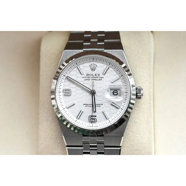 Estate Rolex 2025 Land-Dweller - UNWORN - 36mm Oystersteel & White Gold Honeycomb Motif with Box & Papers Model #127234 Image 2 Raleigh Diamond Fine Jewelry Raleigh, NC