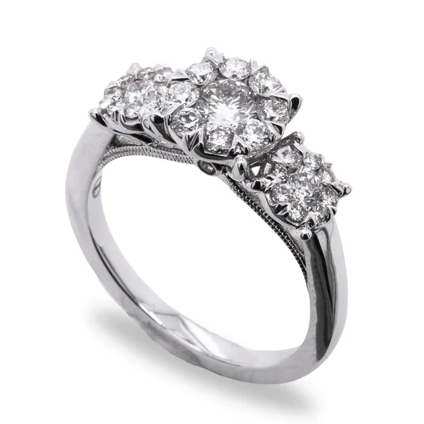 1 CT Three Stone Diamond Cluster Engagement Ring Rasmussen Diamonds Mount Pleasant, WI