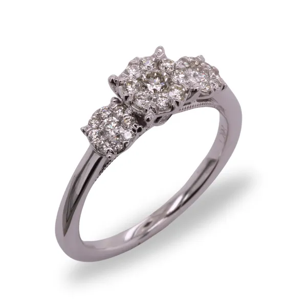 0.5CTW Three Stone Cluster Engagement Ring