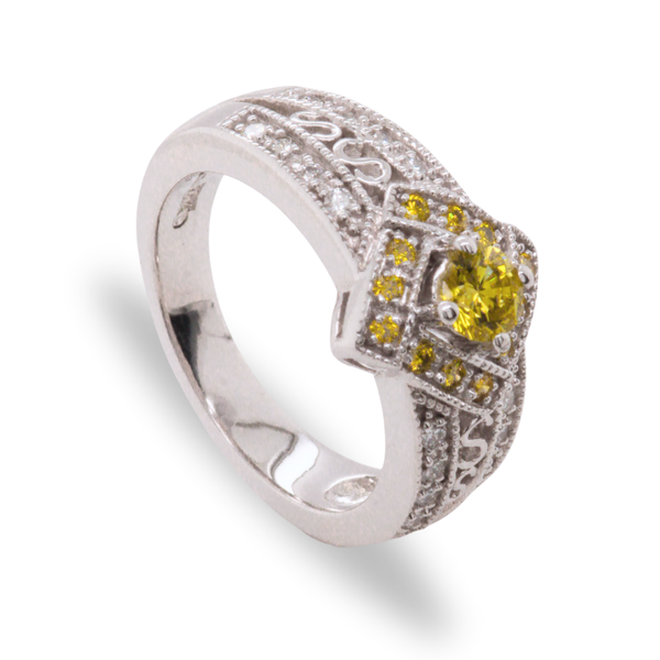 Canary Yellow And White Diamond Ring Rasmussen Diamonds Mount Pleasant, WI