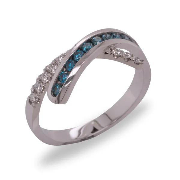 0.34CT Blue And White Diamond Ring