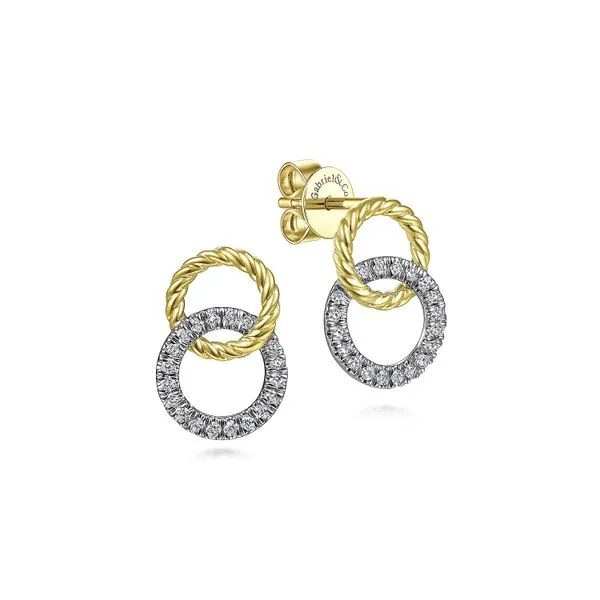 Gabriel and Co. Yellow Gold Diamond Earrings Rasmussen Diamonds Mount Pleasant, WI