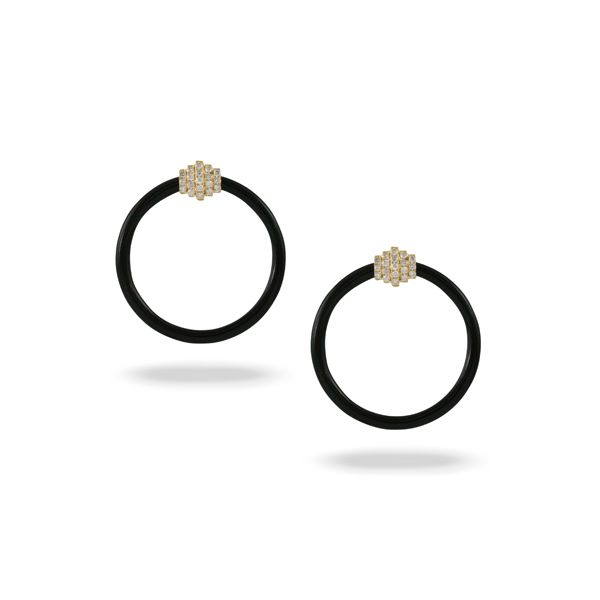 Doves Yellow Gold and Black Onyx Earrings Rasmussen Diamonds Mount Pleasant, WI