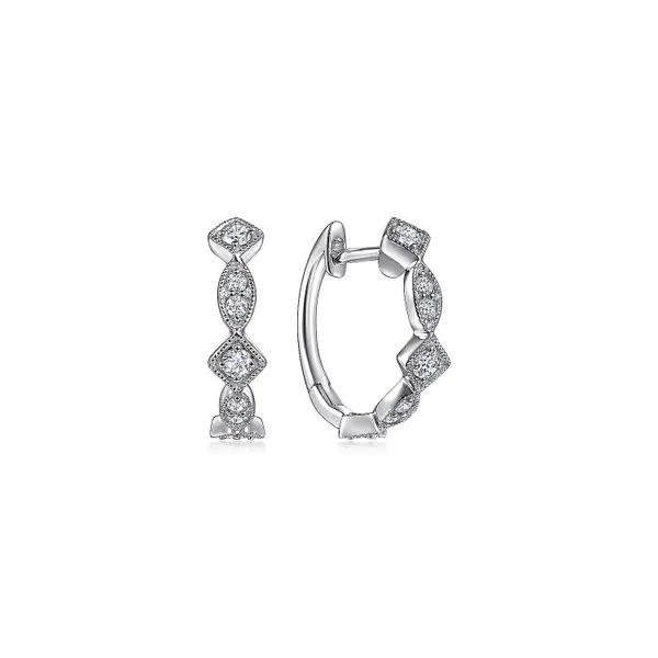 Gabriel and Co. White Gold Diamond Huggies Rasmussen Diamonds Mount Pleasant, WI