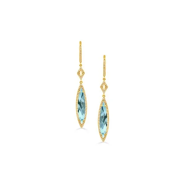 Doves Blue Topaz And Diamond Dangle Earrings Rasmussen Diamonds Mount Pleasant, WI