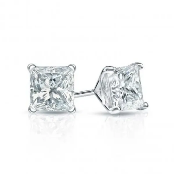 1/3 CT Princess Cut Diamond Stud Earrings