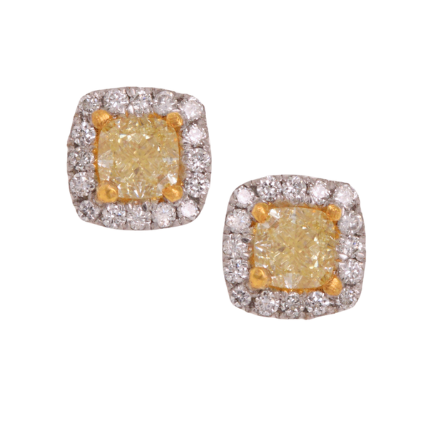 0.52 CT Yellow And White Diamond Halo Earrings Rasmussen Diamonds Mount Pleasant, WI